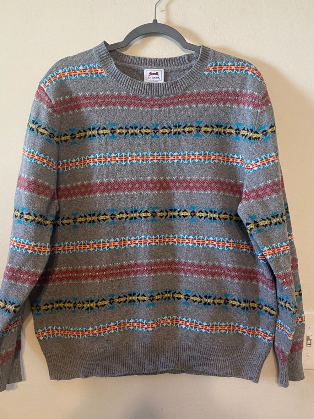Men's Gray Le Tigre‎ Cotton/Wool Blend Crewneck Sweater Size XL